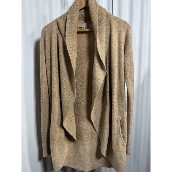 Barefoot Dreams CozyChic Lite Camel Open Cardigan XS/S Soft Knit Neutral Sweater - Picture 2 of 8
